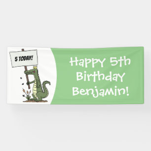 Funny krokodillenuitlijker met gebarentaal cartoon spandoek