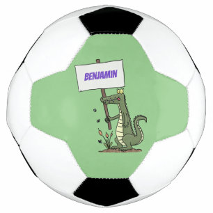 Funny krokodillenuitlijker met gebarentaal cartoon voetbal