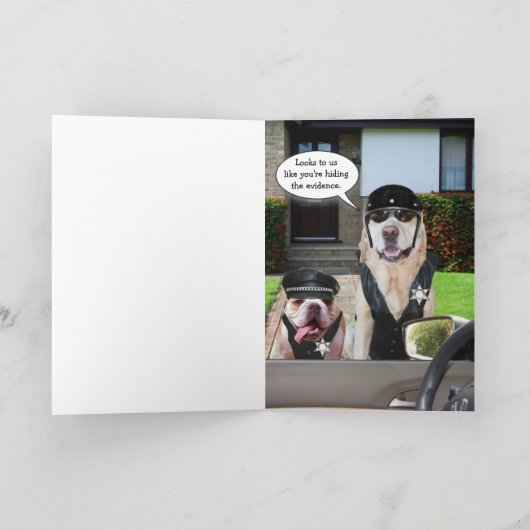 Funny Lab & Bull Dog Officieren Verjaardag Kaart (Binnen)