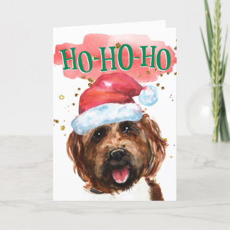 Funny labradoodle Santa hat yappy howlidays Feestdagen Kaart