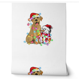 Funny Labrador Dog kerstT-shirt Snowman Xmas Ligh Behang