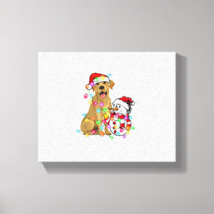 Funny Labrador Dog kerstT-shirt Snowman Xmas Ligh Canvas Afdruk
