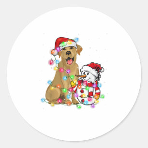 Funny Labrador Dog kerstT-shirt Snowman Xmas Ligh Ronde Sticker