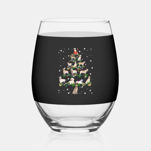 Funny Labrador Retriever Christmas Tree Classic T- Wijnglas Zonder Voet (Voorkant)