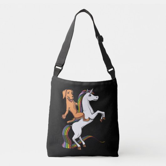 Funny Labrador Retriever Dog Riding Unicorn Crossbody Tas (Voorkant)