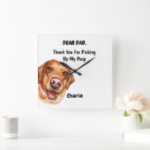 Funny Labrador Retriever Waterverf Canine Art Vierkante Klok (Huis)