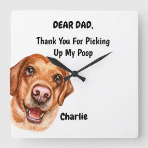Funny Labrador Retriever Waterverf Canine Art Vierkante Klok