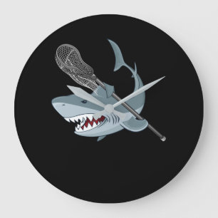 Funny Lacrosse Shark Lacrosse Shark Lovers Grote Klok