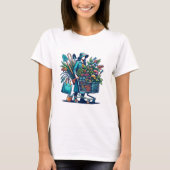 Funny Lady met winkelwagen vol Planten T-shirt (Voorkant)