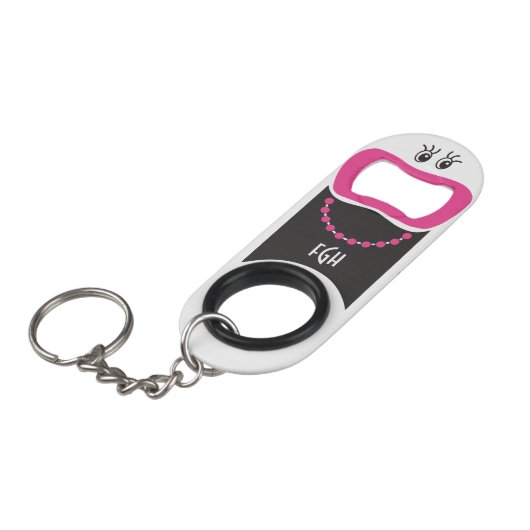 Funny Lady © Pink Lipstick Sleutelhanger Bottle Op Sleutelhanger Flessenopener (Voorkant Gekanteld)