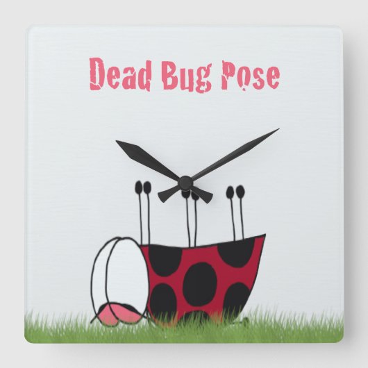 Funny Ladybug Dead Bug Yoga Pose Vierkante Klok (Voorkant)