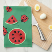 Funny Ladybug en Watermelon Theedoek (Quarter Fold)