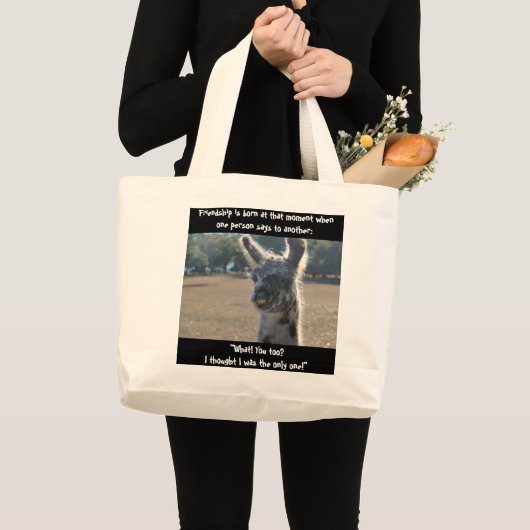Funny lama, vriendschapsCitaat over canvas tas (Voorkant (product))