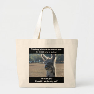 Funny lama, vriendschapsCitaat over canvas tas