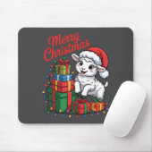 Funny Lamb Santa Hat Animals Lovers Ugly Christmas Muismat (Met muis)