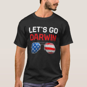 Funny Laten we Darwin Retro Verenigde Staten vlagg T-shirt