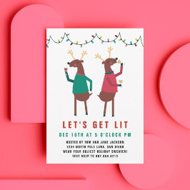 Funny Laten we Lit Wine Drink rendier halen Kaart