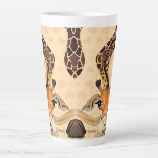Funny Latte Mok Gift Romantische Giraffe met Roos (Voorkant)