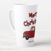 Funny latte mug with red truck and Christmas tree (Angle gauche)