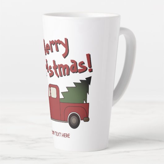 Funny latte mug with red truck and Christmas tree Latte Mok (Rechterhoek)