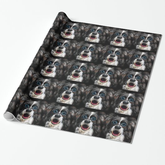 Funny Laughing Border Collie Dog in Glasses Cadeaupapier (Uitgerold)