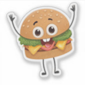 Funny Laughing Burger Vinyl Sticker | Cute 3D Food (Devant)