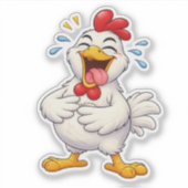 Funny Laughing Chicken Custom-Cut Vinyl Sticker (Devant)