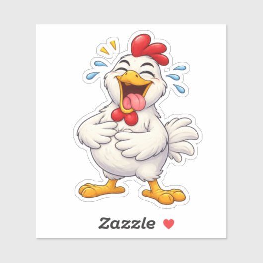 Funny Laughing Chicken Custom-Cut Vinyl Sticker (Feuille)