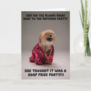 Funny Laughing Dog Birthday Wenskaart  Kaart