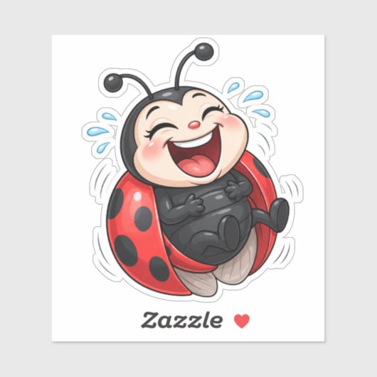 Funny Laughing Ladybug Custom-Cut Vinyl Sticker (Feuille)