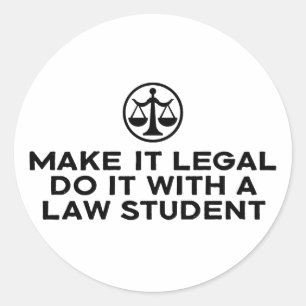 Funny Law Student Ronde Sticker