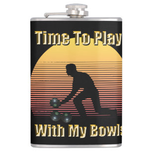 Funny Lawn Bowls Play Time, Hip Flask Heupfles