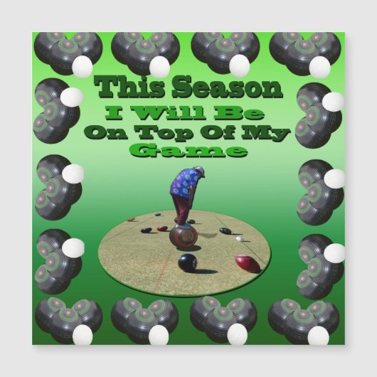 Funny Lawn Bowls, Square Framed Magnet Kaart (Voorkant)