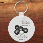 Funny Lawn Bowls Versus Golf Design, Key Ring Sleutelhanger (Voorkant)