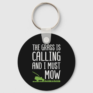 Funny Lawn Mowing - De gras roept Sleutelhanger