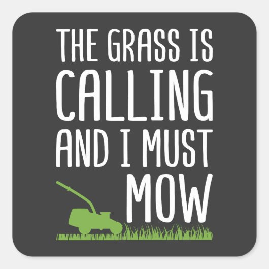 Funny Lawn Mowing - De gras roept Vierkante Sticker (Voorkant)