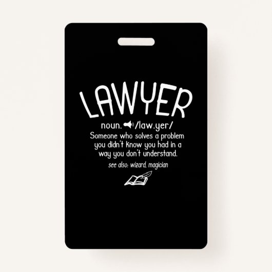 Funny Lawyer Definition Badge (Voorkant)