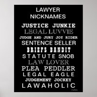 Funny Lawyer Nicknames and Synonyms Kantoor Poster