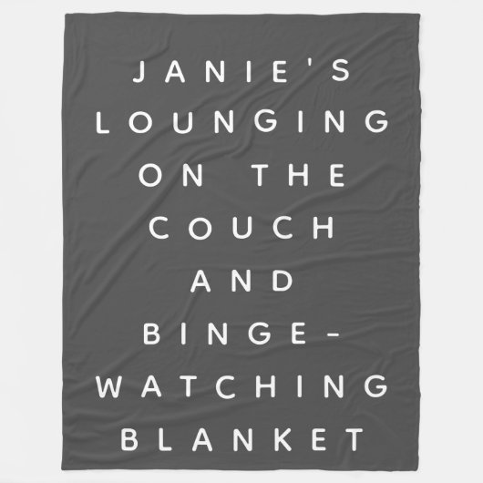 Funny Lazy Days Binge Grijze Aangepaste Naam bekij Fleece Deken (Voorkant)