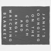 Funny Lazy Days Binge Grijze Aangepaste Naam bekij Fleece Deken (Voorkant (Horizontaal))