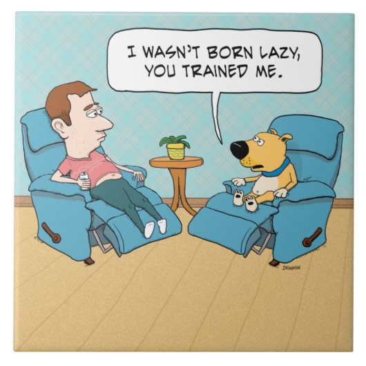 Funny Lazy Dog voorzitter Tegeltje (Voorkant)