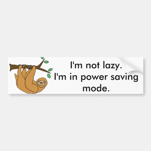 Funny Lazy Sloth Cartoon Bumpersticker (Voorkant)