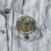Funny Lazy Squirrel Napping in Tree Button (In situ)