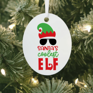 Funny lChristmas Ornament, Santa's Coolest Elf Metalen Ornament