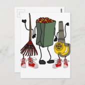 Funny Leaf Bgloing Yard Work Cartoon Characters Briefkaart (Voorkant / Achterkant)