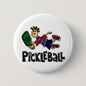 Funny Leaping Pickleball Man Ronde Button 5,7 Cm (Voorkant)