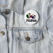 Funny Leaping Pickleball Man Ronde Button 5,7 Cm (In situ)