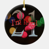 Funny Legal 21st Birthday Bokeh kerstlampjes Keramisch Ornament (Achterkant)