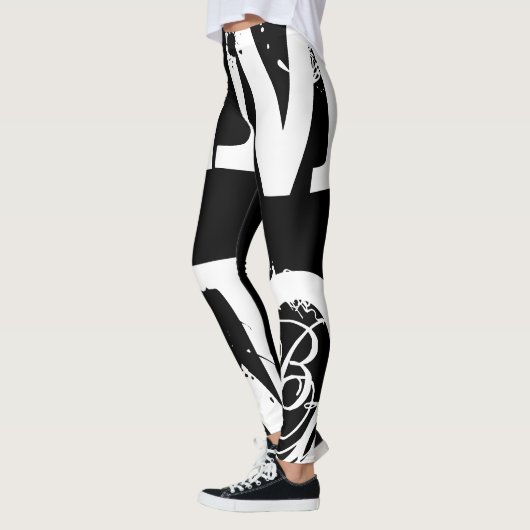 Funny Leggings Alphabet Letter Black White Legging (Links)