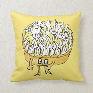 Funny Lemon Meringue Pie Quirky Cute Cartoon Art Kussen